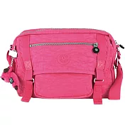 KIPLING 拉鍊尼龍大斜背包-桃紅 (現貨+預購)桃紅