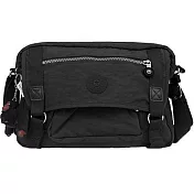 KIPLING 拉鍊尼龍大斜背包-黑色 (現貨+預購)黑色