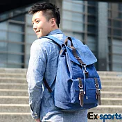 Ex-Sports亞克仕 帆布後背包-簡單優雅深藍