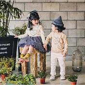 素素米白愛心長袖親子裝情侶裝(小孩)85米黃