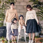 素素米白愛心長袖親子裝情侶裝(女大人)S白色