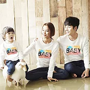 BABY寶貝彈性棉上衣親子裝情侶裝(女大人)S米白色