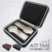 【完全計時】錶盒館│旅行拉鍊包手錶收藏盒【4只入】荔枝紋PU皮革 (皮革12)黑