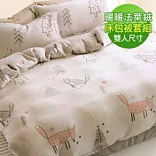 【eyah】100%法萊絨雙人床包被套四件組-多色可選仙狐蹤影