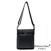 Roberta Colum - 尊爵格調魅力幾何頭層牛皮斜背側揹包黑