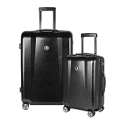 【BENTLEY】28吋+20吋 PC+ABS 蜂巢纹拉鍊款輕量行李箱 二件組-黑