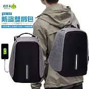 【倍麗森Beroso】韓版簡約風多功能防水防盜可充電多功能15吋後背包-BE-G00003-2-灰色