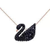 奧地利SWAROVSKI 迷你黑天鵝項鍊-玫瑰金鍊