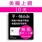 10天美國上網 - T-Mobile高速無限上網預付卡