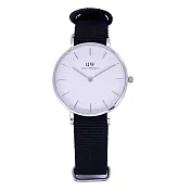 DW Daniel Wellington 經典中的珍貴收藏時尚優質黑尼龍帶腕錶-白面+銀殼/32mm-DW00100254