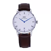 DW Daniel Wellington 經典中的珍貴收藏時尚優質羅馬腕錶-深咖啡+銀殼/34mm-1143DW