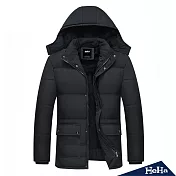 <現貨+預購>連帽加絨鋪棉翻蓋口袋外套 黑色-HeHa-3XL*