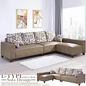 Homelike 喜家居L型貓抓皮沙發組-奶茶棕(1870)