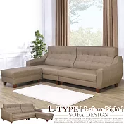 Homelike 喜家居L型貓抓皮沙發組-奶茶棕(1874)