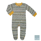 美國 FINN & EMMA 有機棉長袖包腳連身衣 (部落條紋)6-9個月