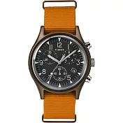 TIMEX 天美時 MK1 Chrono系列 三眼計時潮流軍錶 (黑/橘 TXTW2T10600)