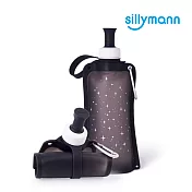 【韓國sillymann】100%時尚便攜捲式鉑金矽膠水瓶-550ml星空黑