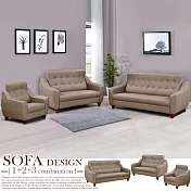 Homelike 喜家居1+2+3人座貓抓皮沙發組-奶茶棕(1875)