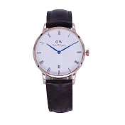 DW Daniel Wellington 經典中的珍貴收藏時尚優質羅馬腕錶-深咖啡壓紋+金殼/34mm-DW00100093