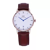 DW Daniel Wellington 經典中的珍貴收藏時尚優質羅馬腕錶-淺咖啡+金殼/34mm-DW00100091