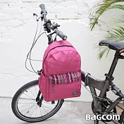 BAGCOM 麻感收納後背包-麻紫條紋-搭配斜肩帶+胸扣帶(A4 ok)