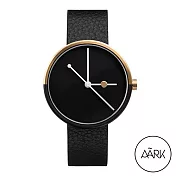 AÃRK 澳洲 璀璨雙色玫瑰金真皮革腕錶 - 38mm 質感黑