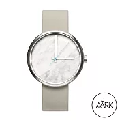 AÃRK 澳洲 時尚大理石撞色真皮革腕錶 - 38mm 質感白