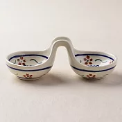 波蘭陶 紅點藍花系列 雙邊醬料碟 14.5cm 波蘭手工製