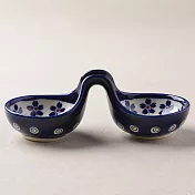 波蘭陶 藏青小卉系列 雙邊醬料碟 14.5cm 波蘭手工製