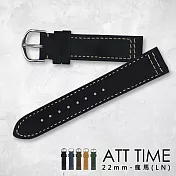 【完全計時】錶帶館│瘋馬皮真皮錶帶 獨家訂製 5色 代用帶 LN系列（22mm）深沉黑