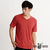 【遊遍天下】MIT中性款抗UV涼爽吸濕排汗V領機能衫(S106)M桔紅