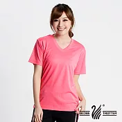 【遊遍天下】MIT中性款抗UV涼爽吸濕排汗V領機能衫(S106)L粉紅