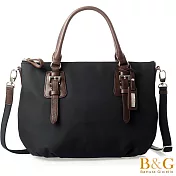 【B&G】義大利牛皮輕極簡馬鞍風二用包(絲光黑)