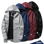 <現貨+預購>抽繩連帽釘釦休閒外套 四色-HeHa-XL(淺灰色）