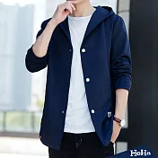 <現貨+預購>抽繩連帽釘釦休閒外套 四色-HeHa-3XL（深藍色）