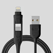 Bone 蹦克 二合一雙頭傳輸線 ( Lightning / micro USB ) -黑 / 白 黑色