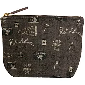 San-X 拉拉熊帆布刺繡系列零錢包。黑灰