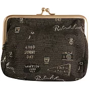 San-X 拉拉熊帆布刺繡系列珠扣零錢包。黑灰