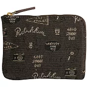 San-X 拉拉熊帆布刺繡系列鑰匙零錢包。黑灰