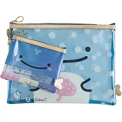 San-X 鯨鯊先生微笑的臉系列大+小透明化妝包