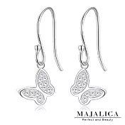 Majalica純銀耳環 蝴蝶共舞 耳勾式 925純銀 淑女純銀耳環 PF8062銀色