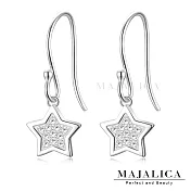 Majalica純銀耳環 星星戀曲 五角星造型 耳勾式 925純銀 淑女純銀耳環 PF8065銀色