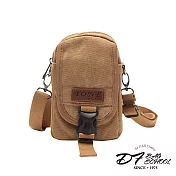 DF BAGSCHOOL – 韓潮休閒輕便複古帆布2way側背腰包棕色