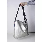 可收納式拉鍊托特包_肩背斜背兩用_水星亮銀