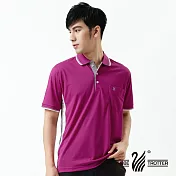 【遊遍天下】MIT台灣製男款清爽抗UV吸濕排汗休閒POLO衫(S140)XL紫紅