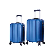 DF travel - 探索城市旅者不凡格調輕量18+24吋2件組行李箱-共6色深藍色