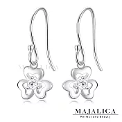 Majalica純銀耳環 愛的小花 愛心花辦 耳勾式 925純銀 淑女純銀耳環 PF8069銀色