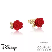 Disney Jewellery迪士尼美女與野獸 永生玫瑰花鍍14K金耳釘Enchanted Rose Stud Earrings by Couture Kingdom