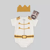 日安朵朵 男嬰經典禮盒 - 白馬王子 (MIT台灣製連身衣+皇冠帽+鬍子奶嘴)9M短袖