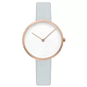 OBAKU 春葉搖曳皮革腕錶-藍色